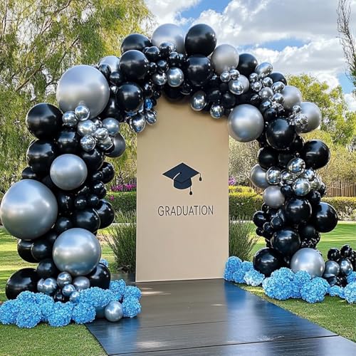 Image of 108Pcs Metallic Silver Balloon Garland Arch Kit