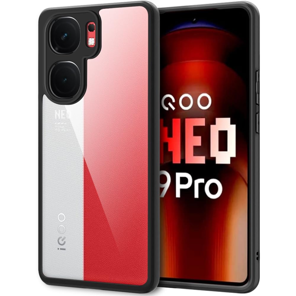 TheGiftKart Hybrid Shockproof Sleek Armor iQOO Neo 9 Pro 5G Back Cover Case | Camera & Screen Protection | Crystal Clear Hard Back Transparent Cover for iQOO Neo9 Pro (PC & TPU, Black Bumper) (B0CTXHPRD8) Amazon Price History, Amazon Price Tracker
