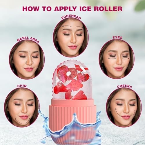 Image of Ice Roller for Face Massager and Glowing Skin | Ice Roll for Face and Eye | Pore Tightening, Puffiness & Dark Circle Reduction | Facial Ice Mold Massager for Skin Care (Pink)