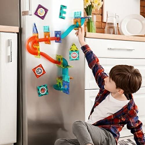 Image of Happy Hues Light Magnetic Tiles- Building Blocks for Kids 3D STEAM Educational Toys, Magnetic Marble Run /Toys for Kids Age 3 +Year Old Boys Girls Creative Gift (75 Pcs Magnetic Tiles)
