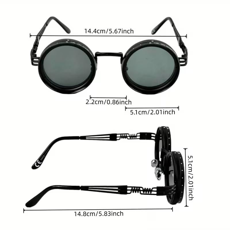 Image of Adjustable Tint Sunglasses, 1-9 Gear Adjustable Polarized Sunglasses with ND Filter Lenses, Round Black Lens for Men & Women, UV Protection for Driving, Fishing, and Outdoor Use.