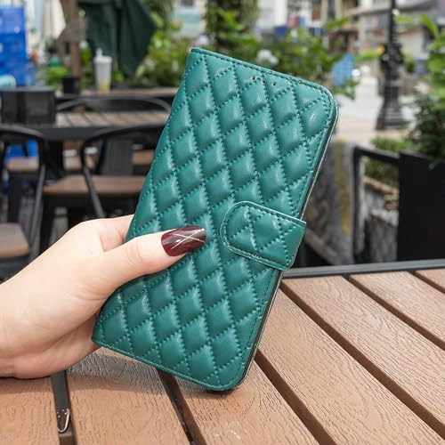 Image of ClickCase for Oppo Reno 15 5G Puffer Bubbly Soft Faux Leather Back Case Magnetic Wallet Flip Cover for Oppo Reno 15 5G (Bottle Green)