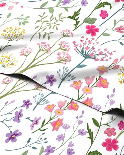 Image of Full 4 Piece Floral Sheet Set - Soft, Breathable & Cooling - Rosebud Sprigs
