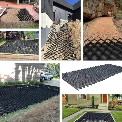 Hillside Erosion Control Grid - Soil Reinforcement Mesh for Wet Clay, Pea Gravel Stabilizer, Durable Ground Support, Easy to Cut and Install, Ideal for Slopes