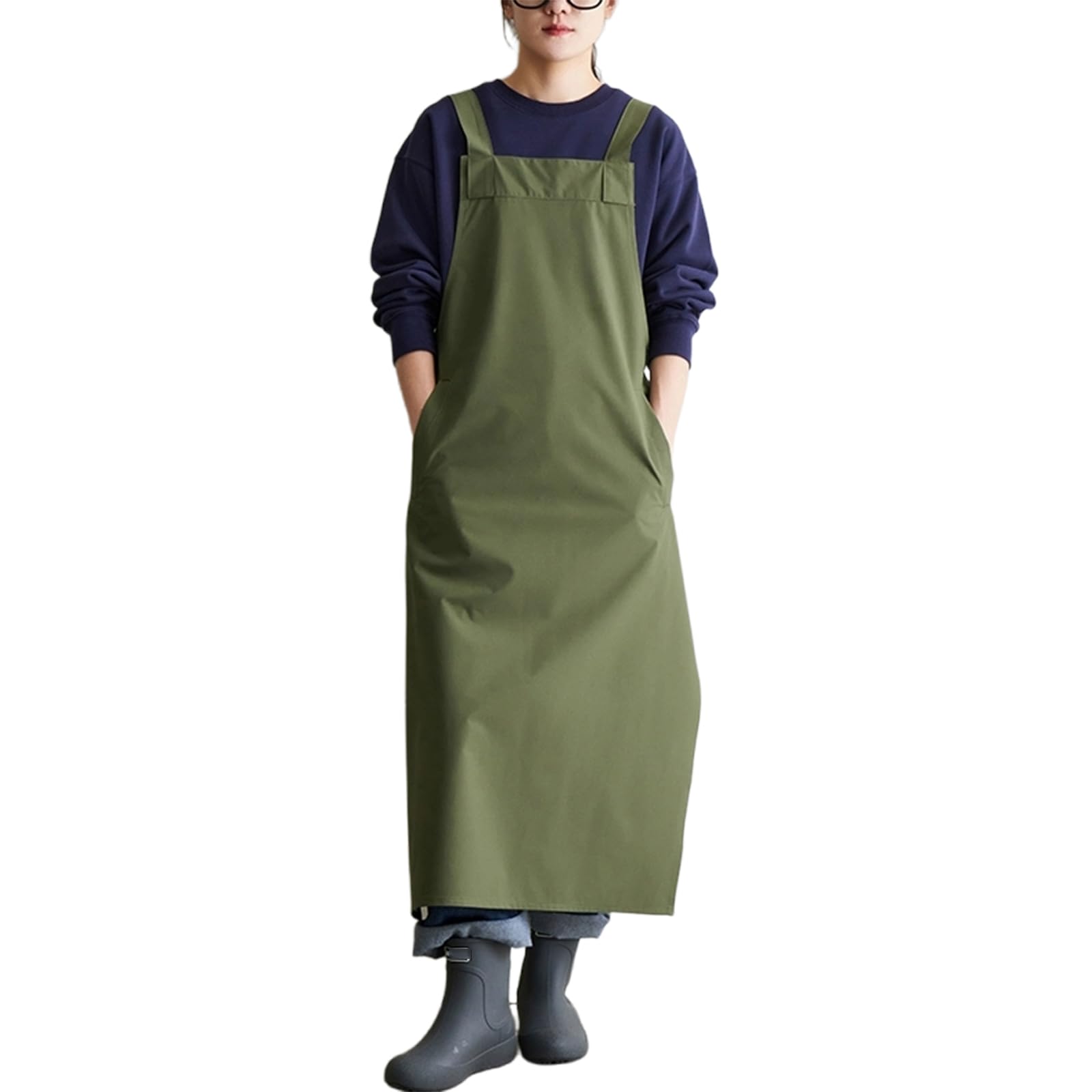 Delantales De Trabajo, Hombres Y Mujeres, 110cm, Extra Largos, para Jardín Cocina Cerámica GarajeGreen,110cm/43in