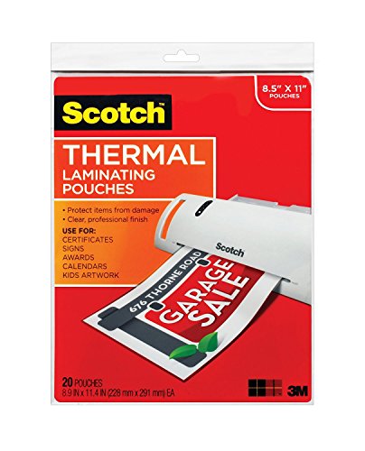 Scotch Letter Size Thermal Laminating Pouches, 20 Pouches (MMMTP385420)