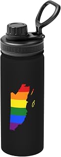 LGBT Flag Map Of Belize Water Bottle 18OZ Leak-Proof Stainless Steel Insulated Water Bottles For Sports Travel