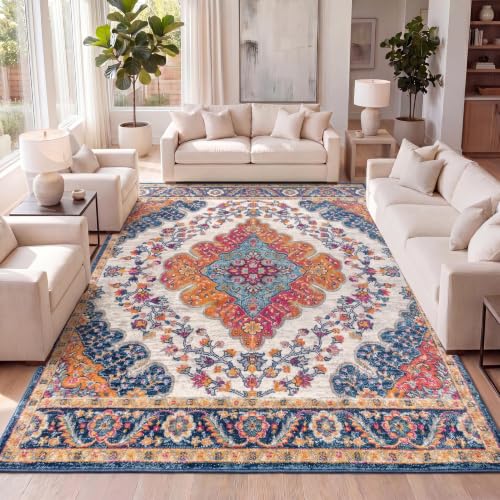 Tapete decorativo Boho Vintage 266x366 cm azul y multicolor