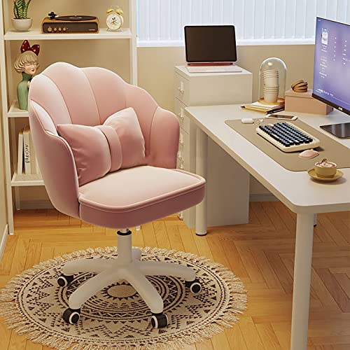 Chaise de bureau velours rose réglable pour fauteuil de coiffeuse et chambre