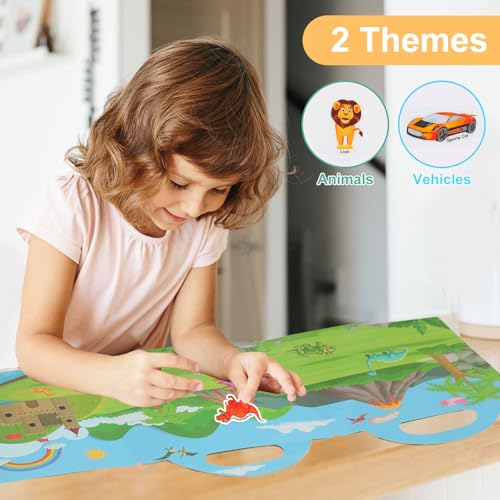 Reusable Sticker Books for Toddlers Plane Activities for Toddler Sticker Books 1-2 Years 2 Pack(Animals Vehicles) - Image 3