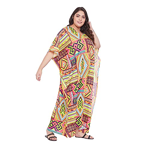 Image of Oussum Women Plus Size Kaftan Kimono Loose Maxi summer dresses for women Beach 3 /4 Sleeve Casual lounge dress Boho