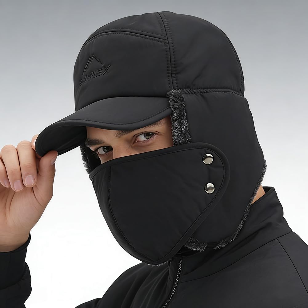 Men Winter Trapper Hat Warm Windproof Hunting Cap Thermal Ski Russian Hat with Earlflap Fleece Lined Ushanka Cap - Image 5