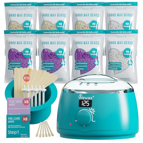 Image of Digital Waxing Kit for Women & Men - 8 Packs Lavender & Milk Hard Wax Beans with Fast-Melting Silicone and Pre /Post Care Wipes - A