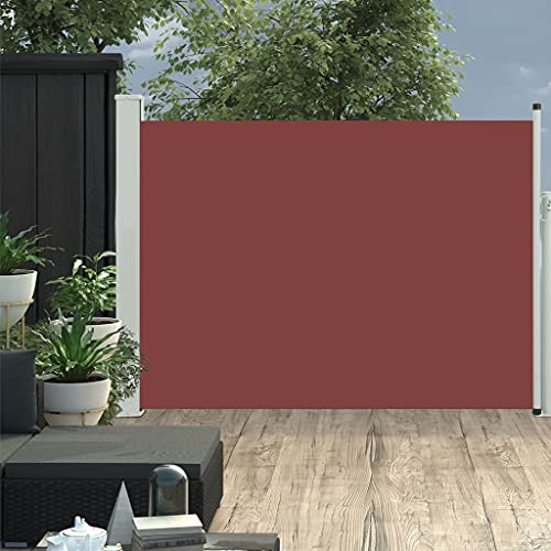 Seitenmarkise Ausziehbar 100 x 500 cm Terrassen-Sichtschutz Ausziehbare Markise, Sonnenschutz, UV-Beständig, Reiß- & Wasserfest, für Terrasse Balkon, Seitenrollo mit Bodenhalterung, Braun