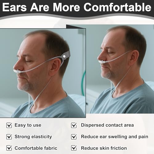 Image of Nasal Cannula Strap Ear Savers, Ear Protectors for Oxygen Tubing, Cannula Headband Strap, Secure Fit to Prevent Ear Soreness (Grey)