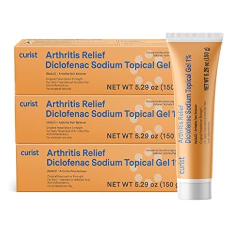 Curist Diclofenac Arthritis Cream Gel 1% (3 Tubes of 150g)- Stop Pain in Wrists, Feet, Elbows, & Ankles. Hand Arthritis Pain Relief & Knee Arthritis Pain Relief (3 Pack, 5.29 oz ea.) Cover