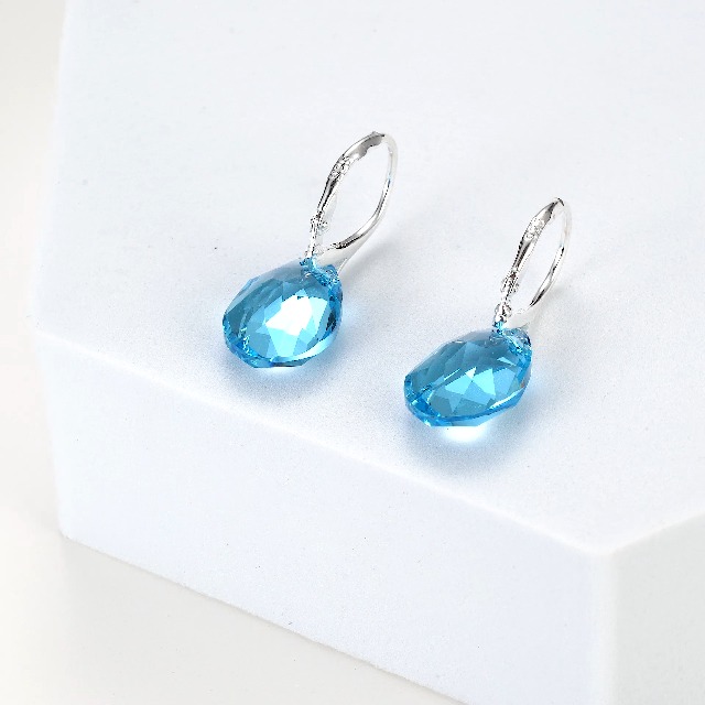 Boucles D'oreilles Argent 925 - Carré 5mm - Aigue-marine Et Zircone Turquoise - Clous