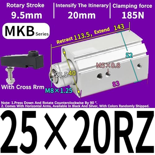 Vérin pneumatique MKB25x20RZ pour serrage en espace restreint - 3