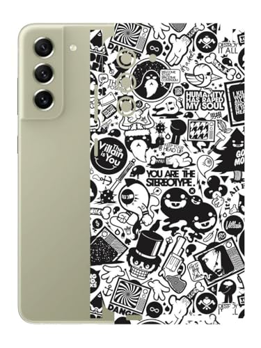 Image of AtOdds - Full Body Back Screen Guard Protector Film - Lamination Wrap Skin Sticker Compatible with Samsung Galaxy S21 FE | Scratchproof Matte Finish (Design -B&W Graffiti)