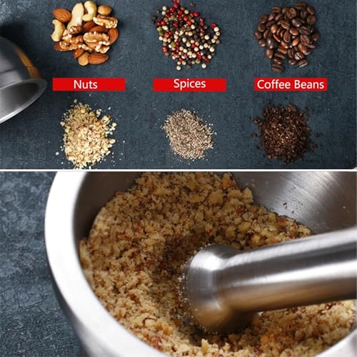 Miniatura 4 de Mortero Con Mano - Mortero Cocina - Mortero De Acero Inoxidable 304 Con Tapa Pe, Diámetro 10 Cm - Antióxido, Duradero - Para Moler Especias, Hierbas, Ajo, Nueces