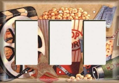 Decorative Light Switch Cover Plate - Movie Popcorn - Triple Rocker (Three Decora) Switch Or Outlet