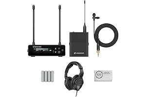Professional Lavalier Microphone System and Headphones Bundle