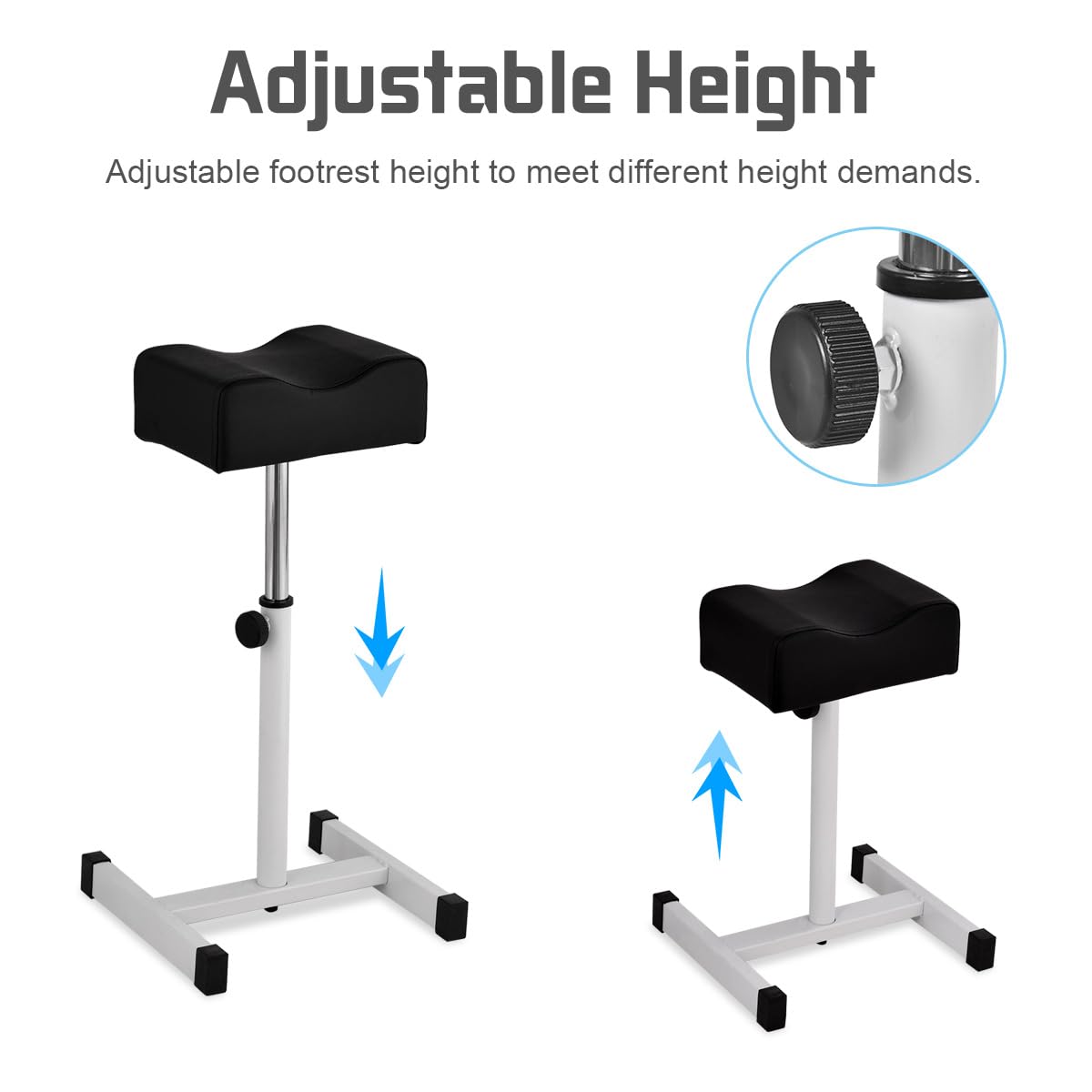 HOMASIS Taburete de Pedicura Regulable 45-65 cm Silla para Cuidado de Pies Negro
