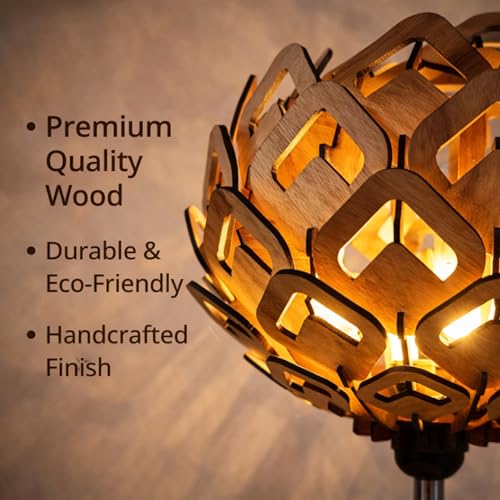 Image of Handcrafted Wooden Table Lamp, Minimalist Lighting for Bedroom, Living Room, Office, Compatible with LED Bulbs E27 (toyaja)