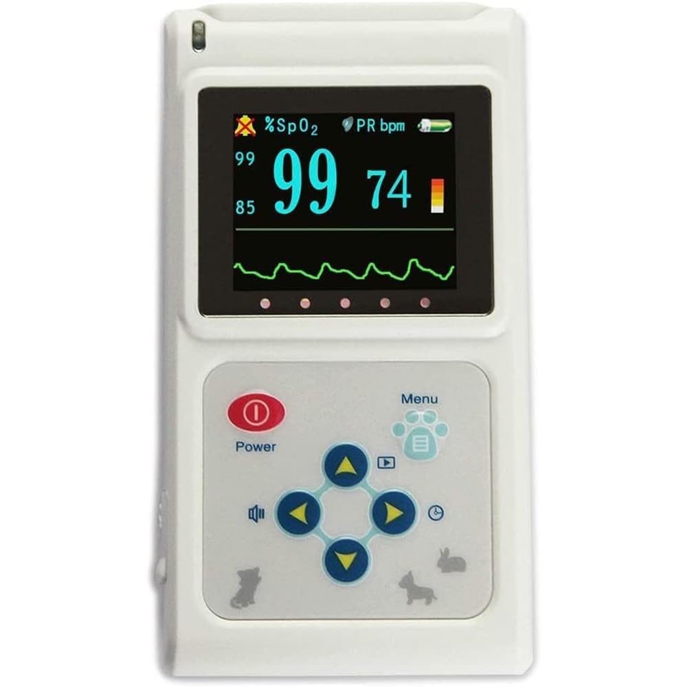 Handheld-Pulsoximeter Für Den Tierärztlichen Gebrauch, Messung Der Sauerstoffsättigung Und Herzfrequenz Von Haustieren, Mit Sonde Und USB-Kabel, Sicher Und Nicht-invasiv, Für Hunde, Katzen
