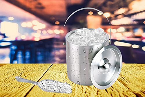 Kosma Stainless Steel Double Wall Ice Bucket with Ice Scoop - 3 Litre, Silver - Image 4