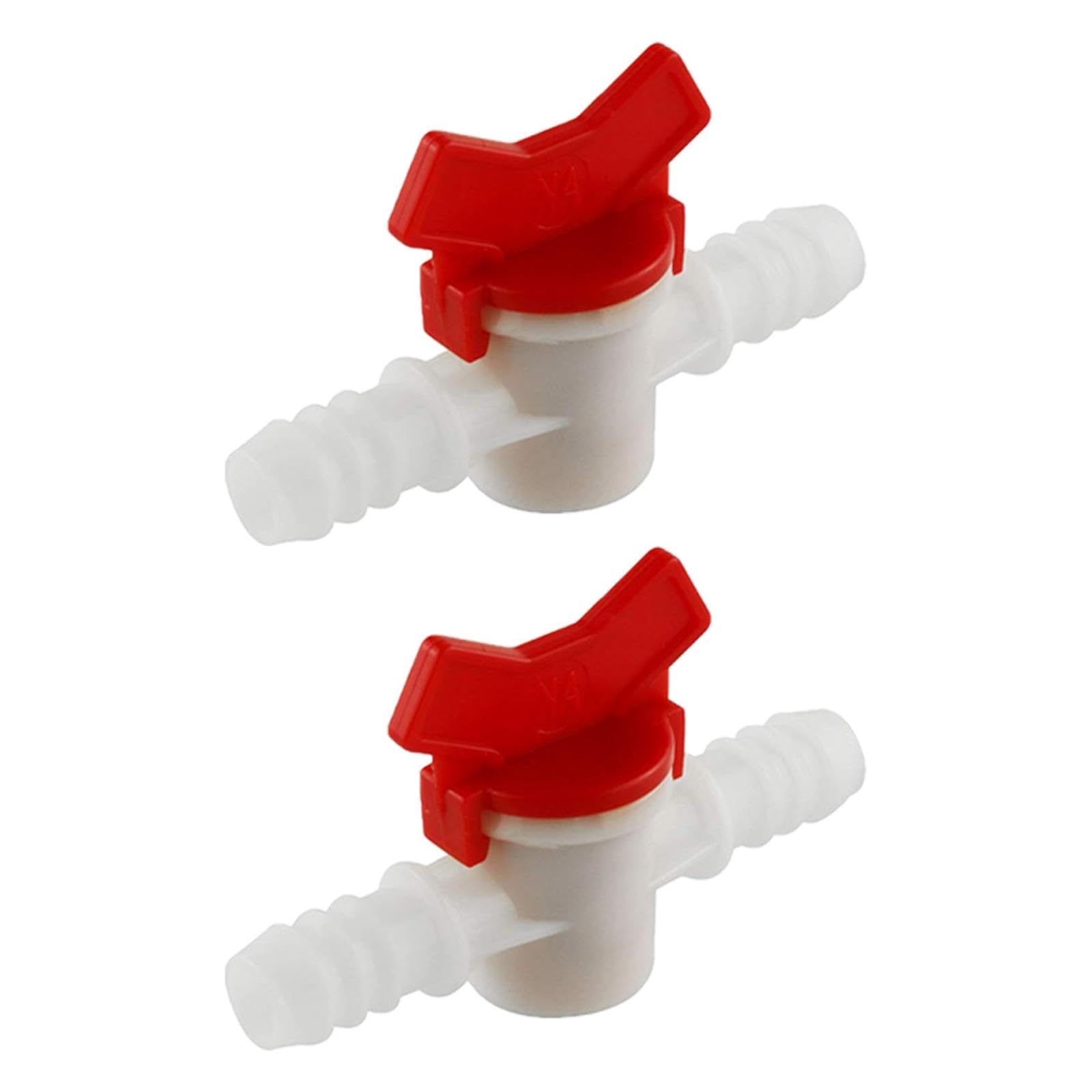 SEIWEI 2Pcs White Barbed Ball Valves Shut Off Switch Hose Connector Flow Control Valve for Garden, Drip Irrigation Tube(10-10 mm)