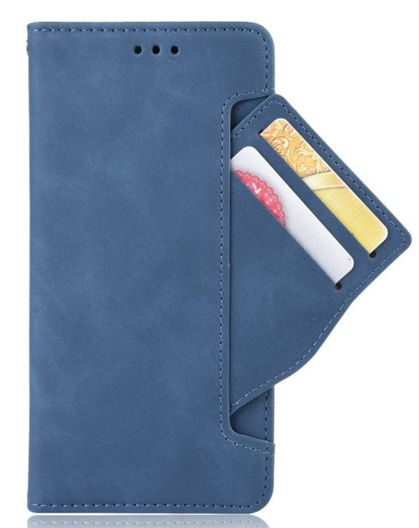 PuretPhone Case For iPhone 12 pro and iPhone 12, Blue Premium Nubuck Leather Flip Wallet Case with various compartments for Cards and Money. (Blue iPhone 12 pro case, Blue iPhone 12 case)