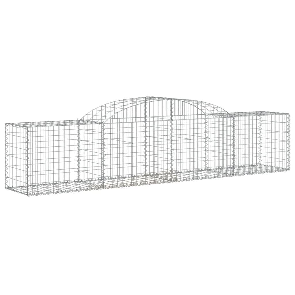 Gaviones con arco alto, 4 unidades, 300 x 50 x 60/80 cm, hierro galvanizado, para barreras de jardín y protección visual, como pared decorativa insonorizada de gaviones de resistente a la