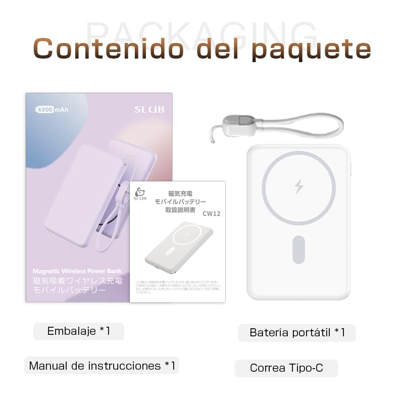 Powerbank 6800mAh con Carga inalámbrica 15W y Carga rápida 20W,Carga 2 Dispositivos por Type-C.Compatible con iOS 16/15/14/13/12 y Android,Ideal para emergencias y Viajes,Certificado PSE,Azul
