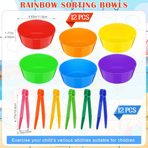 Image of VioraWhite 24 Pcs Sorting Bowls with Tweezers, 6 Color Counting Toy Develops Fine Motor Skills, STEM Early Math Activity Set for Preschool Kids, Ideal for Back to School Learning