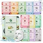 PB&Jay Purenature Hydrate and Calm Facial Mask - 12 Pack Acai Berry,Vita c,retinol and more, Made in Korea, Face Mask Skincare for Hydration, Skincare Face Mask, Moisturizing Mask for Sensitive Skin