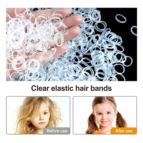 Hanyousheng 1000 Stück Haargummis Klein, Haargummis Mädchen, Mini Transparent Haargummi, Passend für Kinder Haar Zöpfen Hochzeitsfrisur, Kleine Dreadlocks