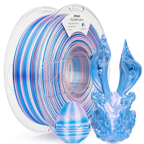 Image of AMOLEN Silk PLA 3D Printer Filament, Shiny Multicolor Rainbow PLA Filament 1.75mm, Fast Color Change PLA 3D Printing Filament for Most FDM 3D Printer, Blue Pink White, 1kg (2.2lbs)