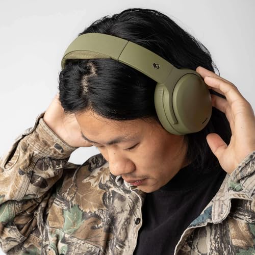 Image of Skullcandy Crusher ANC 2 Wireless Over-Ear Bluetooth Headphones with Multi-Sensory Bass, Active Noise Cancelling, Up to 60 Hours Battery, Microphone for iPhone Android - Drab