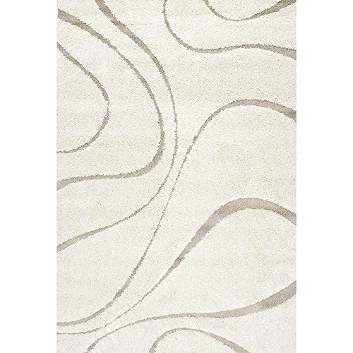 Image of FIASCO Shaggy Carpet Ultra Soft Microfiber | 2 Inches Pile Height Back in Canvas Shaggy Carpet for Living Room | Bedroom | Hall | Guest Room | 7x10 Feet Ivory & Beige