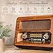 PRUNUS J-199 Large Vintage Radio Bluetooth, AM FM Radio Shortwave, 15W Crystal Speaker, Support AUX/TF Card/USB Playing, AC Charging, Rechargeable Battery and Battery Operated Radios, MIC Recording