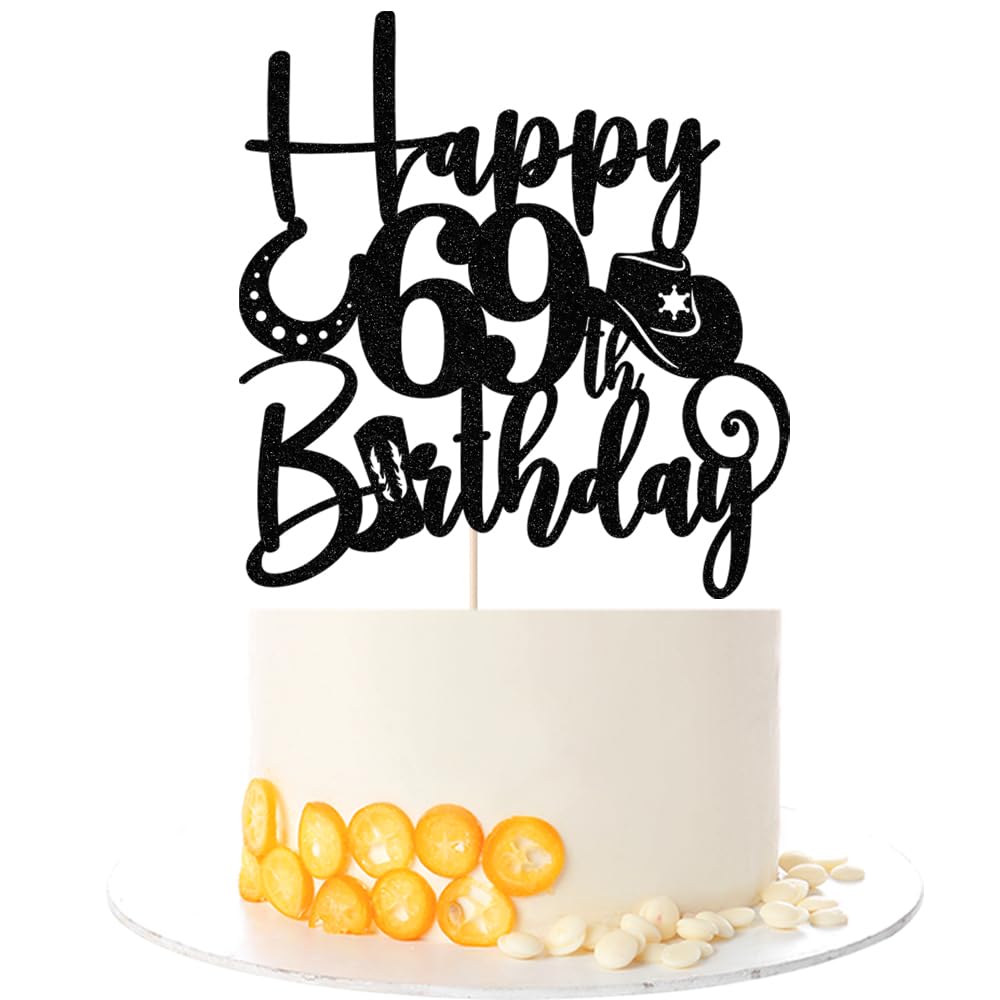 Kaoenla Cowboy Cake Topper-cowboy theme Happy 17th Birthday Decor,17th Birthday/Anniversary Party Decorations (69th)