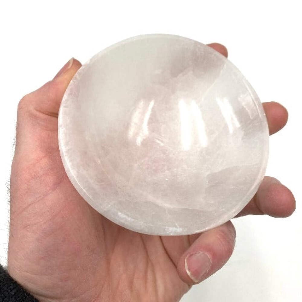 Shallow Flat Selenite Bowl Dish 3.95