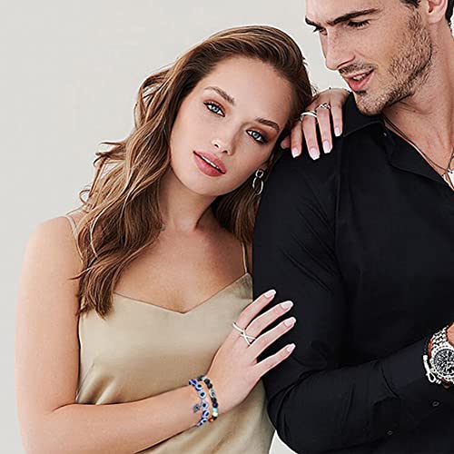 Panshi Evil Eye Bracelets Chakra Crystal Beaded Bracelet Set Name Letter Beads Charm Luck Jewelry Ojo Protection Birthday Gifts For Women Her Mom Mother Daughter (Elephant) #TOP1