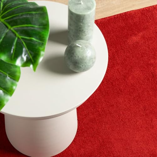 Tapis à poils courts rouge Oviedo 200x280 en polyester texture douillette - 8