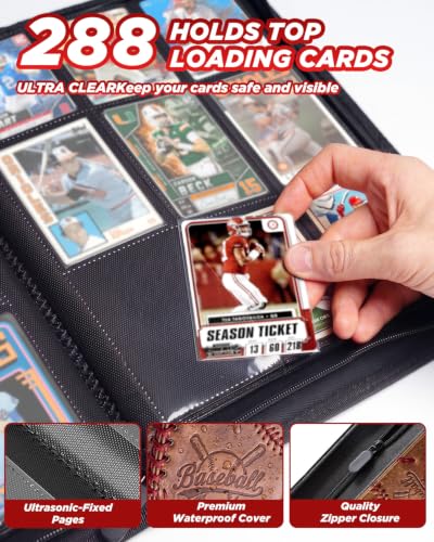 Image of 9 Pocket Toploader Binder with Zipper - Holds 288 Top Loaders Card Binder