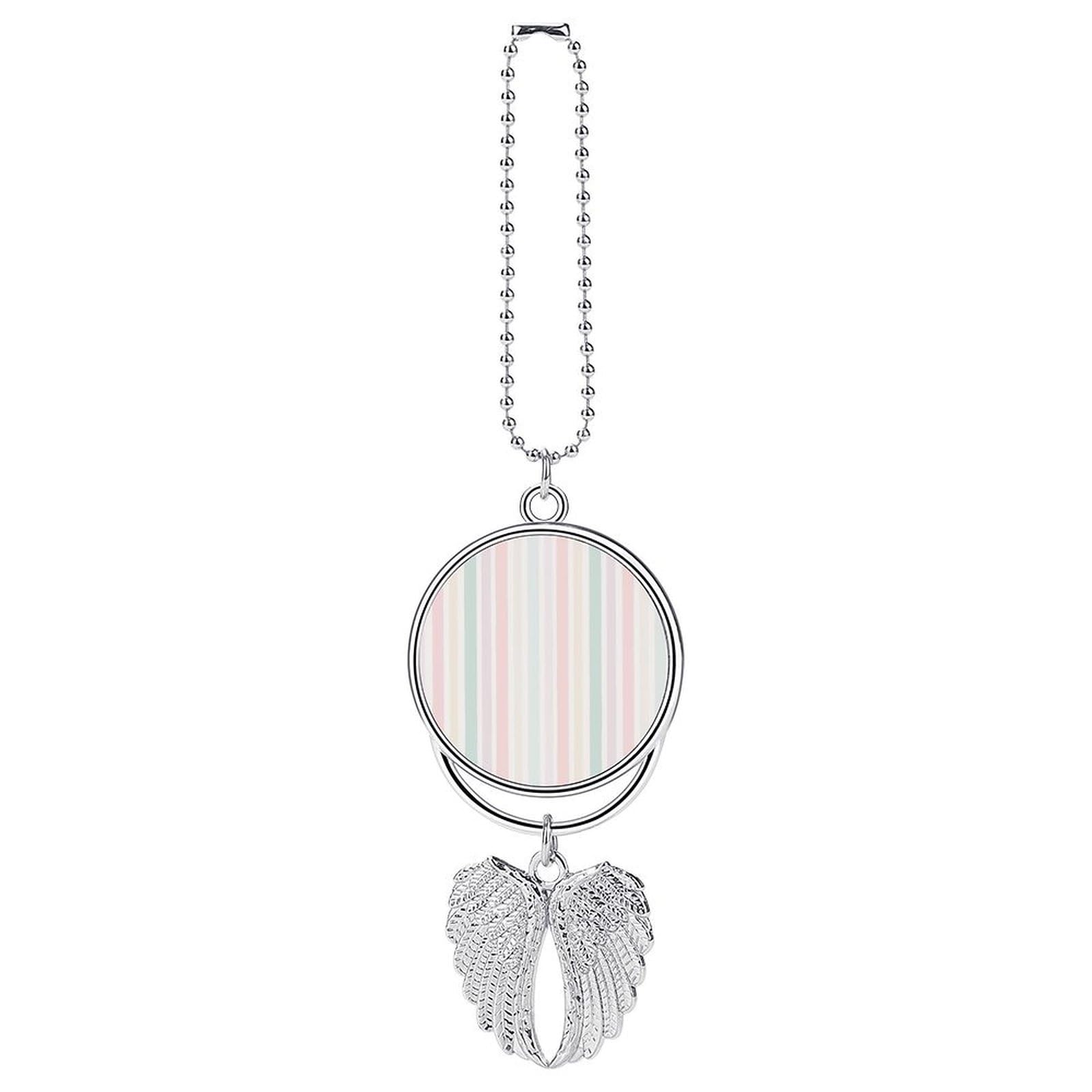 Pastel Vertical Stripes in Pink Peach Mint Cream Car Hanging Pendant Car Interior Decoration Rearview Mirror Charms Ornaments