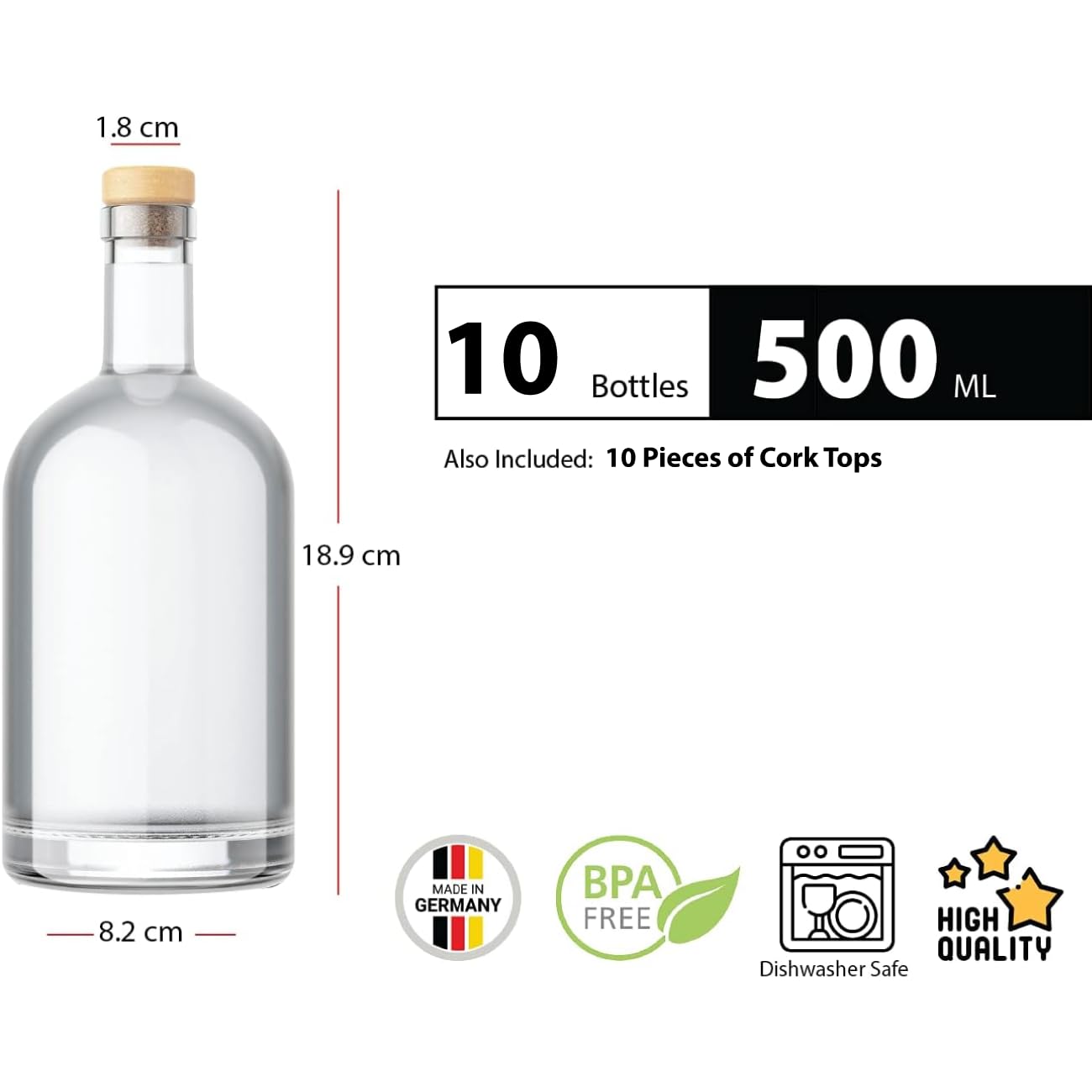 6 Bottiglie In Vetro Da 500ml Casavetro - Per Liquori, Oli, Aceti E Bevande, Lavabili - Foto 3