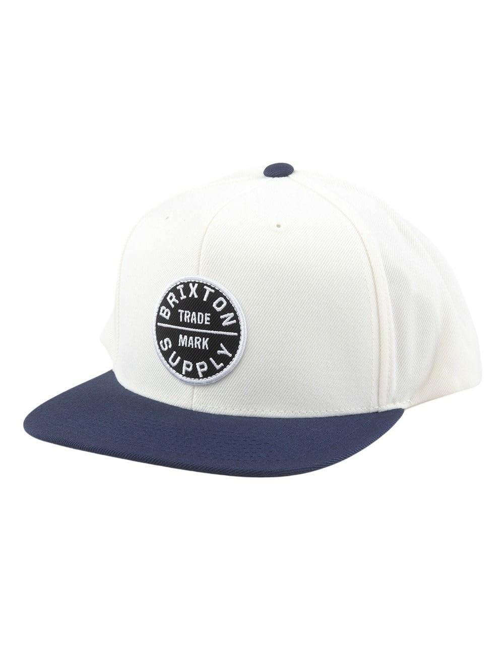 BRIXTON Mens Oath III Snapback Baseball Cap - Off White/Midnight Blue