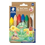 STAEDTLER Noris Junior 224 C6 - Pastelli a cera per bambini dai 2 anni in su, colori assortiti (confezione da 6)